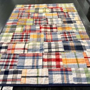 Pottery Barn Toddler Madras Navy Comforter